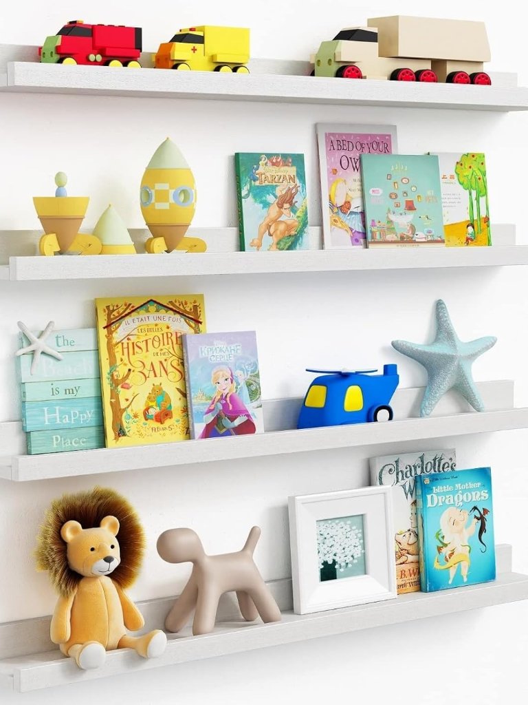 36 Inch Floating Shelves For Wall 4-Pack, Large Nursery Book Shelves Bookshelf F